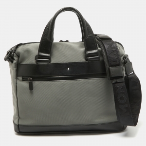 Montblanc Grey/Black Nylon and Leather My Nightflight Document Bag