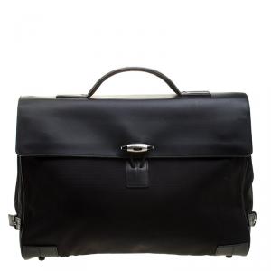 Montblanc Black Fabric and Leather Double Gusset Nightflight Briefcase