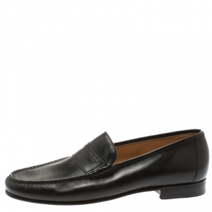 Moreschi Black Leather Penny Loafers Size 41.5