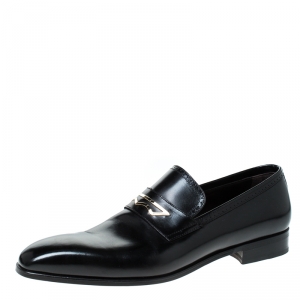 Moreschi Black Leather Penny Slip On Loafers Size 43