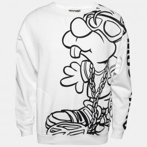Moschino White Bear Printed Long Sleeve Crew Neck Sweatshirt M