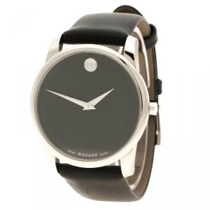 Movado Black Stainless Steel Museum Men's Wristwatch 40 mm