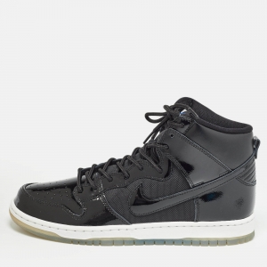 Nike Black Patent Leather and Mesh SB Dunk High Space Jam Sneakers Size 44