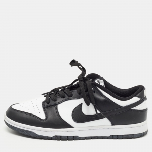 Nike Black/White Leather Dunk Low Top Sneakers Size 41