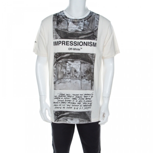 Pre Owned Off-White White Impressionism Print Cotton Short Sleeve T- Shirt L