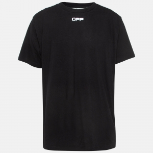 Off-White Black Airport Tape Printed Cotton Crew Neck Tshirt XXL