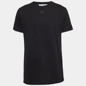 Off-White Black Logo Print Cotton T-Shirt M