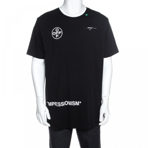 Pre Owned Off White Black Impressionism Print Cotton Crew Neck T-Shirt XL