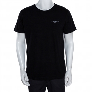 Pre Owned Off-White Black Cotton Arrow Logo Print T-Shirt M