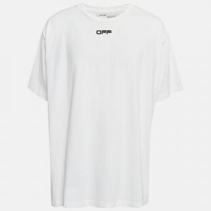 Off-White White Airport Tape print Cotton Oversized T-Shirt XL