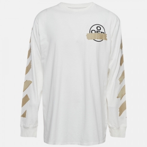 Off-White White Logo Back Print Cotton Long Sleeve T-Shirt XXL