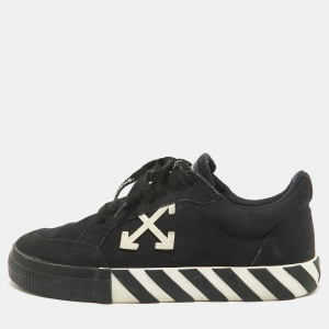Off-White Black Canvas Vulcanized Low Top Sneakers Size 42