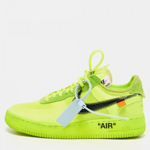 Off White x Nike Green Mesh And Suede Air Force 1 Volt Sneakers Size 40