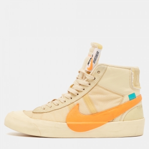 Off-White x Nike Beige Leather Blazer Mid All Hallow's Eve Sneakers Size 42.5