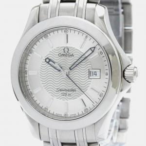 Omega Silver Stainless Steel Seamaster Quartz Men's Wristwatch 36 mm