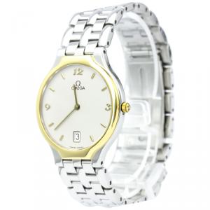 Omega Silver 18K Yellow Gold and Stainless Steel De Ville Men's Wristwatch 32MM
