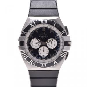 Omega Black Stainless Steel Constellation Double Eagle Men's Wristwatch 40MM