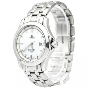 Omega White Stainless Steel Seamaster Men's Wristwatch 36MM