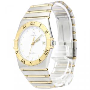 Omega White 18K Yellow Gold and Stainless Steel Constellation Men's Wristwatch 33MM