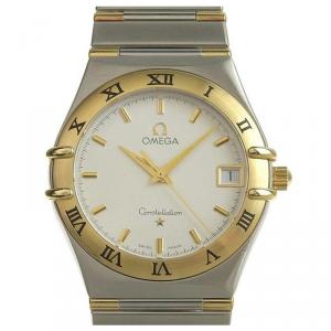 Omega Silver Gold Plated Stainless Steel Constellation Men's Wristwatch 34MM