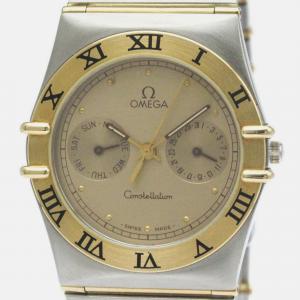Omega Gold 18k Yellow Gold Stainless Steel Constellation 396.1070 Quartz Men's Wristwatch 33 mm