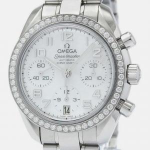Omega White Shell Stainless Steel Speedmaster 324.15.38.40.05.001 Automatic Men's Wristwatch 38 mm