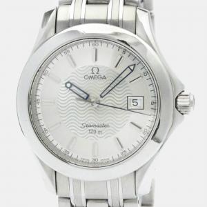 Omega Silver Stainless Steel Seamaster Quartz Men's Wristwatch 36 mm