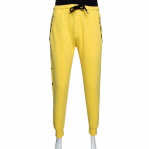 Palm Angels Yellow Side Logo Print Cotton Jogging Pants L
