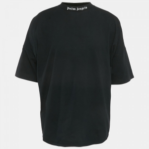 Pre Owned Palm Angels Black Logo Print Jersey T-Shirt XL