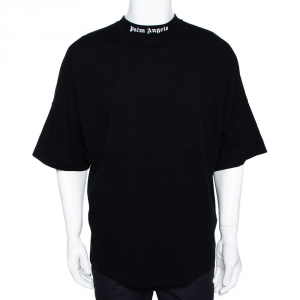 Palm Angels Black Logo Print Cotton Oversized T-Shirt M