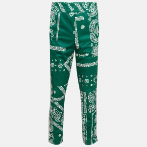 Palm Angels Green Bandana Print Technical Knit Track Pants L
