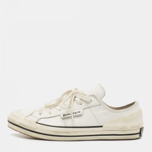 Palm Angels White Leather Lace Up Sneakers Size 42