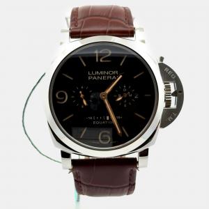 Pre Owned Panerai Luminor PAM00601 Manual Winding Brown Dial Leather Men's Wristwatch 47 mm