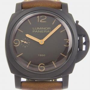 Panerai Brown Stainless Steel Luminor PAM00375 Manual Winding Men's Wristwatch 54 mm