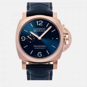 Panerai Blue 18k Rose Gold Luminor Marina Automatic Men's Wristwatch 44 mm