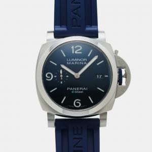 Panerai Navy Blue Stainless Steel Luminor Marina PAM01157 Manual Winding Men's Wristwatch 43 mm