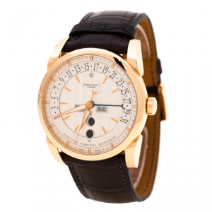 Parmigiani Fleurier Silver 18K Rose Gold Tonda Centum Men's Wristwatch 42 mm