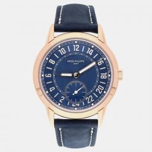 Pre Owned Patek Philippe Complications 5224R-001 Automatic Blue 18k rose gold Men's Wristwatch 42 mm