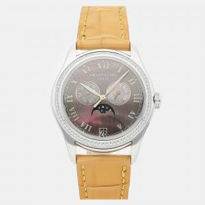 Patek Philippe Black Mother Of Pearl 18k White Gold Complications 4936G-001 Automatic Men's Wristwatch 37 mm