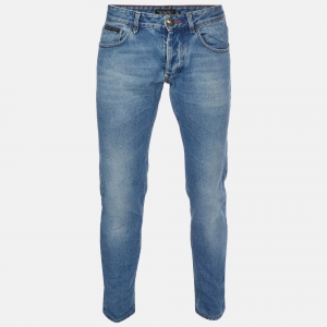 Pre Owned Philipp Plein Blue Denim Straight Fit Jeans M/Waist 32" 
