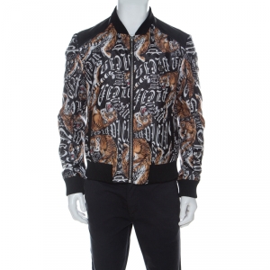 مملوكة مسبقًا Philipp Plein Tiger Print Lurex Bomber Jacket L