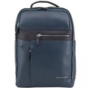 Piquadro Navy Blue Leather Backpack