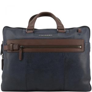Piquadro Two Tone Leather Briefcase