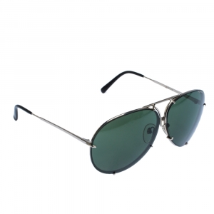 Porsche Design Silver/Dark Green P'8487 Aviator Sunglasses