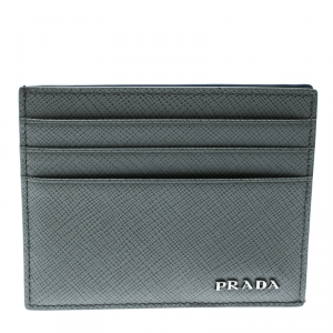 Prada Grey Saffiano Leather Card Holder