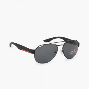 Prada Black Linea Rossa Polarized Aviator Sunglasses
