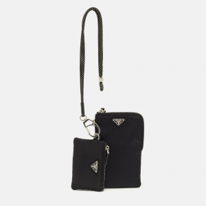 Pre Owned Prada Black Nylon Pouch Set of 2