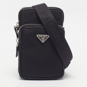 مملوكة مسبقًا Prada Smartphone Case Black Nylon Crossbody Bag