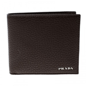 Prada Brown Leather Bifold Wallet