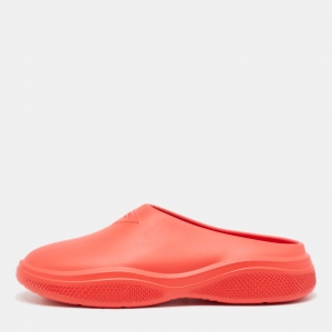 Prada Red Rubber Flat Mules Size 42